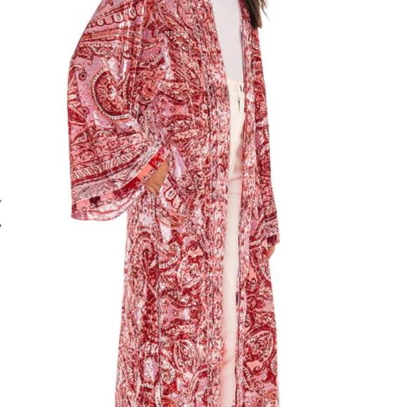 We the Free Enchanted Robe Free People Pink and Red Velvet Size XS - Picture 3 of 11